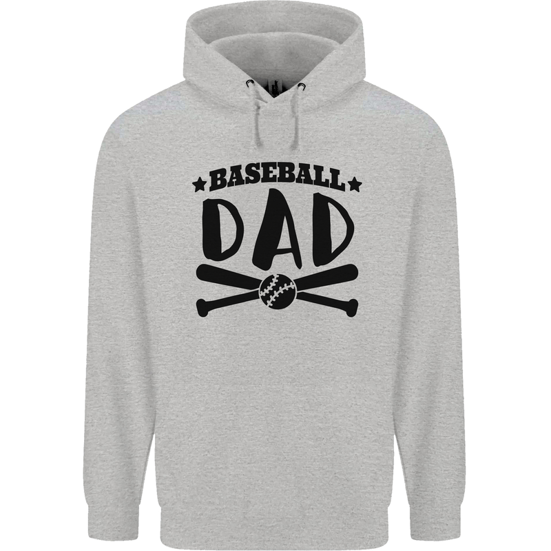 Fathers Day Baseball Dad Funny Childrens Kids Hoodie Sports Grey