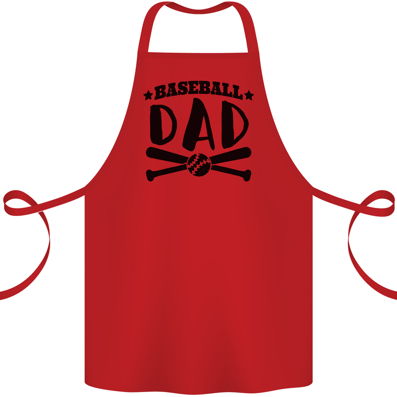 Fathers Day Baseball Dad Funny Cotton Apron 100% Organic Red