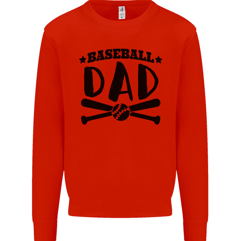 Fathers Day Baseball Dad Funny Kids Sweatshirt Jumper Bright Red