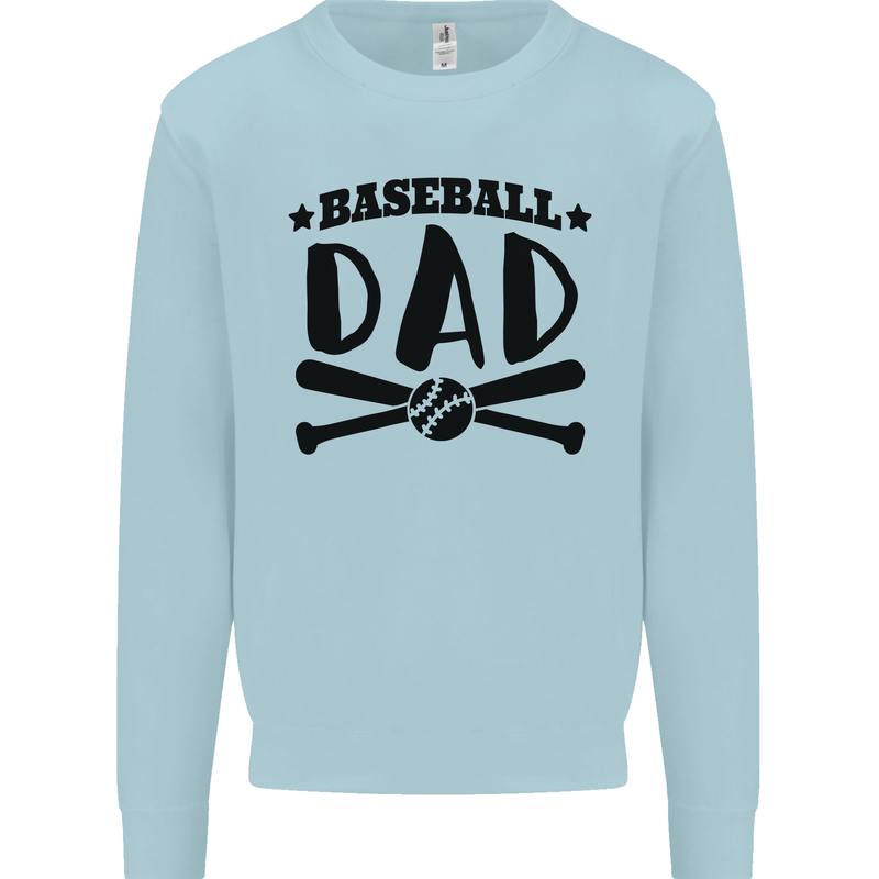 Fathers Day Baseball Dad Funny Kids Sweatshirt Jumper Light Blue