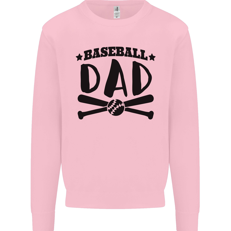 Fathers Day Baseball Dad Funny Kids Sweatshirt Jumper Light Pink