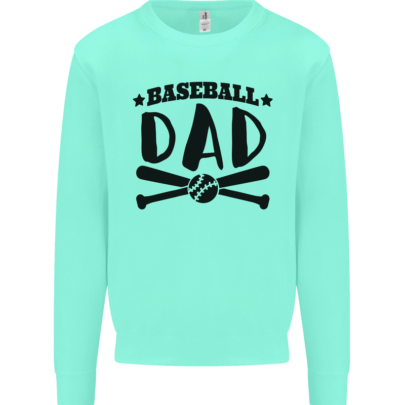Fathers Day Baseball Dad Funny Kids Sweatshirt Jumper Peppermint