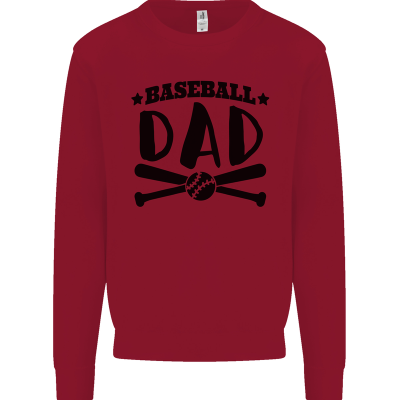 Fathers Day Baseball Dad Funny Kids Sweatshirt Jumper Red