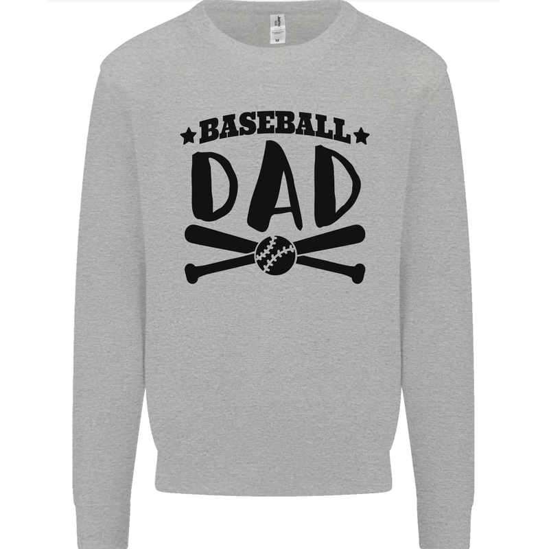 Fathers Day Baseball Dad Funny Kids Sweatshirt Jumper Sports Grey