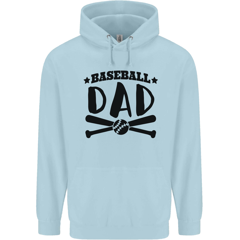 Fathers Day Baseball Dad Funny Mens 80% Cotton Hoodie Light Blue