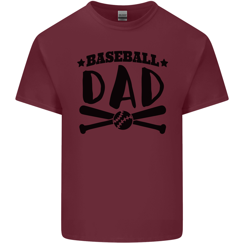 Fathers Day Baseball Dad Funny Mens Cotton T-Shirt Tee Top Maroon