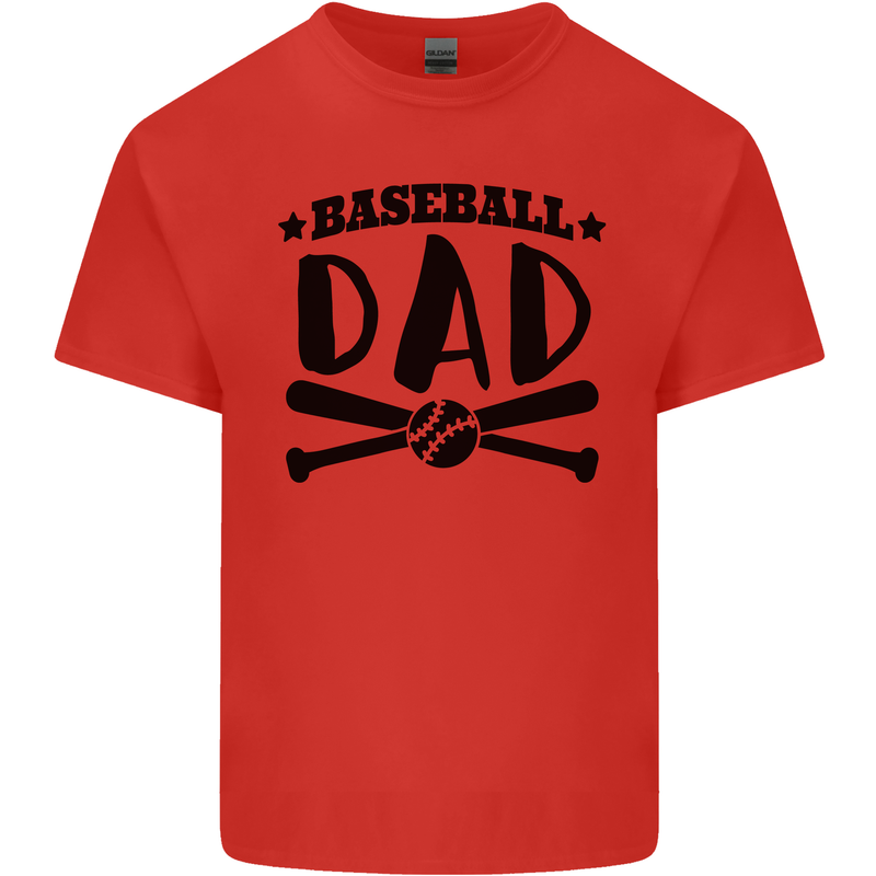 Fathers Day Baseball Dad Funny Mens Cotton T-Shirt Tee Top Red