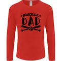 Fathers Day Baseball Dad Funny Mens Long Sleeve T-Shirt Red