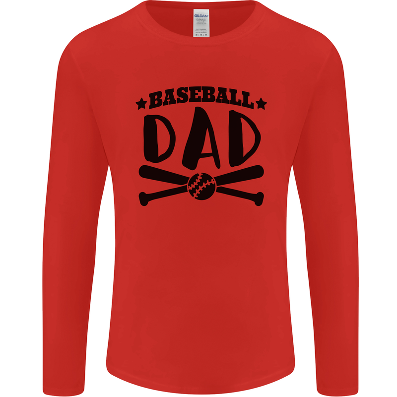 Fathers Day Baseball Dad Funny Mens Long Sleeve T-Shirt Red