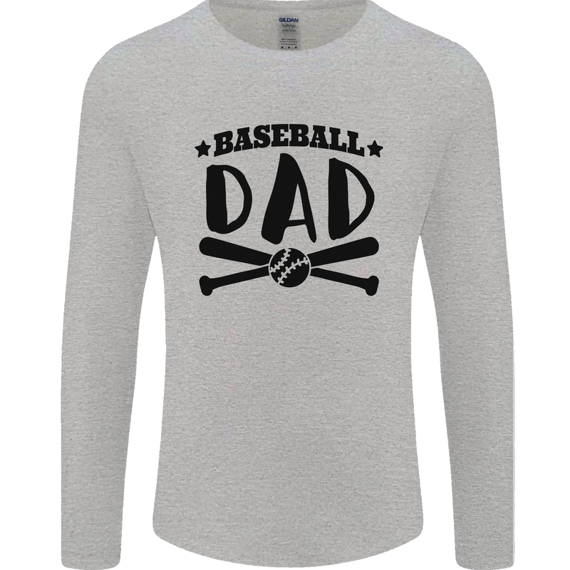 Fathers Day Baseball Dad Funny Mens Long Sleeve T-Shirt Sports Grey