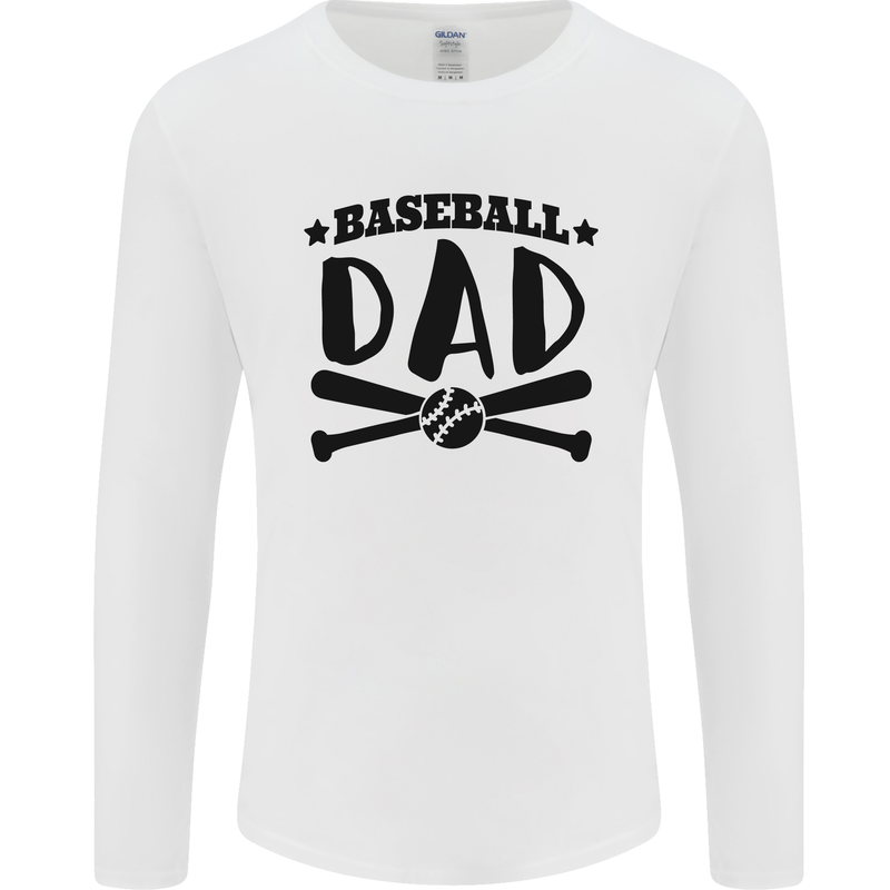 Fathers Day Baseball Dad Funny Mens Long Sleeve T-Shirt White