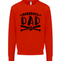 Fathers Day Baseball Dad Funny Mens Sweatshirt Jumper Bright Red