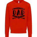 Fathers Day Baseball Dad Funny Mens Sweatshirt Jumper Bright Red