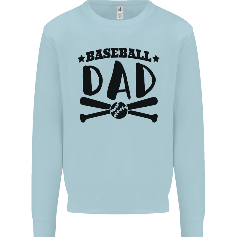 Fathers Day Baseball Dad Funny Mens Sweatshirt Jumper Light Blue