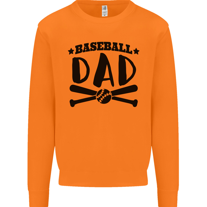 Fathers Day Baseball Dad Funny Mens Sweatshirt Jumper Orange