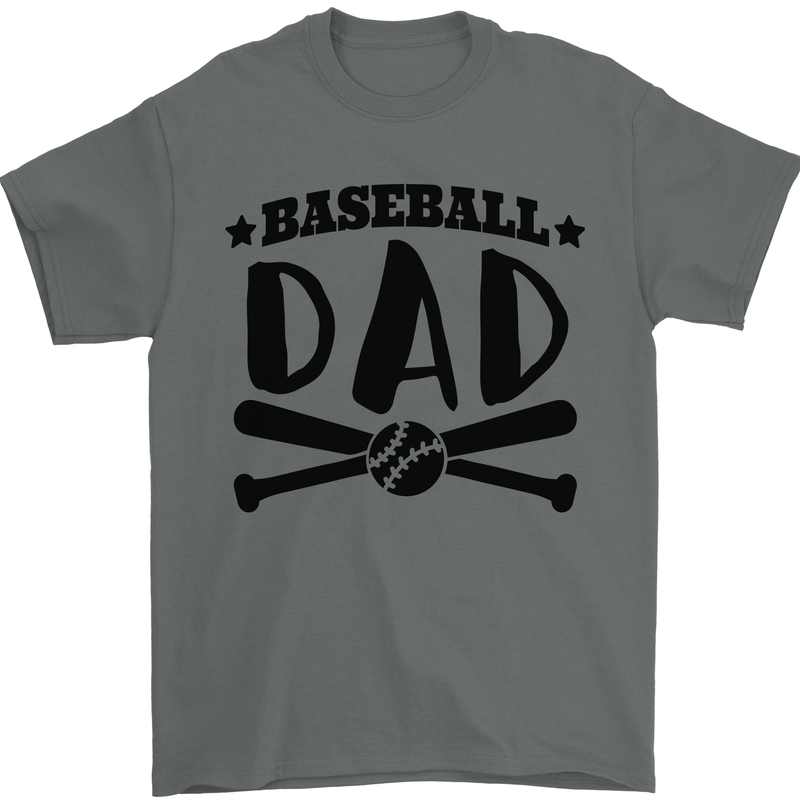 Fathers Day Baseball Dad Funny Mens T-Shirt 100% Cotton Charcoal