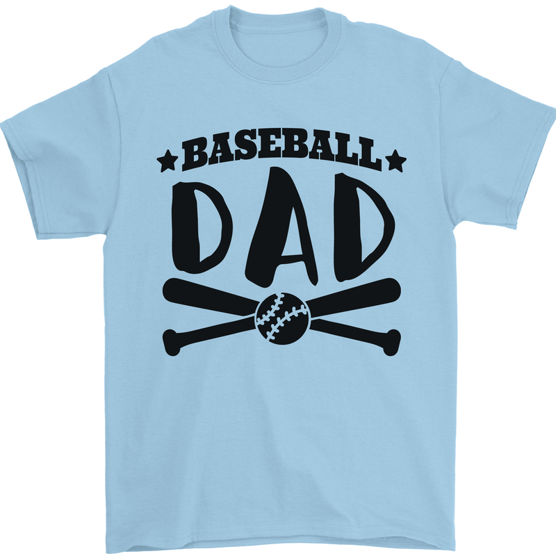 Fathers Day Baseball Dad Funny Mens T-Shirt 100% Cotton Light Blue