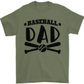 Fathers Day Baseball Dad Funny Mens T-Shirt 100% Cotton Military Green