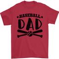 Fathers Day Baseball Dad Funny Mens T-Shirt 100% Cotton Red