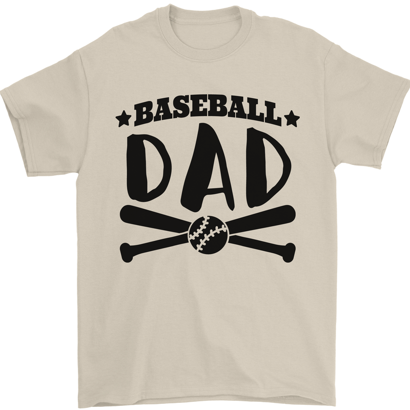 Fathers Day Baseball Dad Funny Mens T-Shirt 100% Cotton Sand