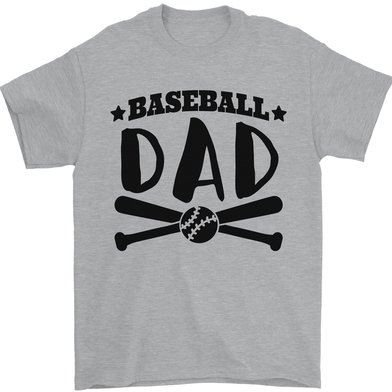 Fathers Day Baseball Dad Funny Mens T-Shirt 100% Cotton Sports Grey