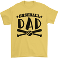 Fathers Day Baseball Dad Funny Mens T-Shirt 100% Cotton Yellow