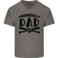Fathers Day Baseball Dad Funny Mens V-Neck Cotton T-Shirt Charcoal