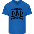 Fathers Day Baseball Dad Funny Mens V-Neck Cotton T-Shirt Royal Blue