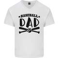 Fathers Day Baseball Dad Funny Mens V-Neck Cotton T-Shirt White