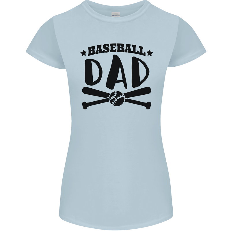 Fathers Day Baseball Dad Funny Womens Petite Cut T-Shirt Light Blue