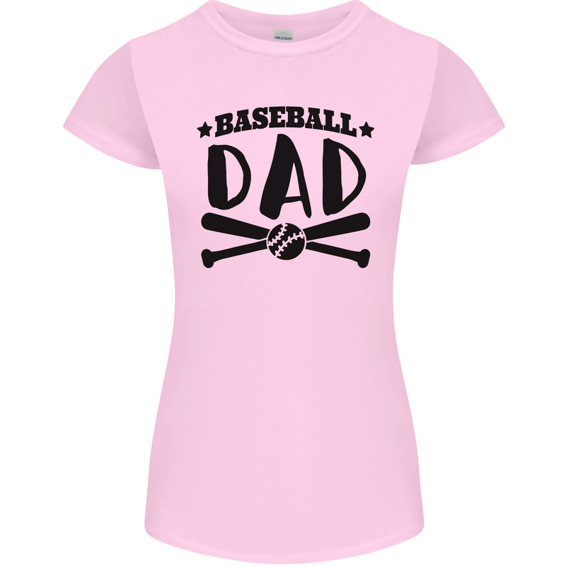 Fathers Day Baseball Dad Funny Womens Petite Cut T-Shirt Light Pink