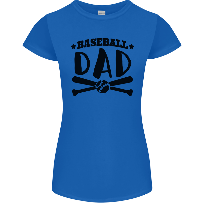 Fathers Day Baseball Dad Funny Womens Petite Cut T-Shirt Royal Blue