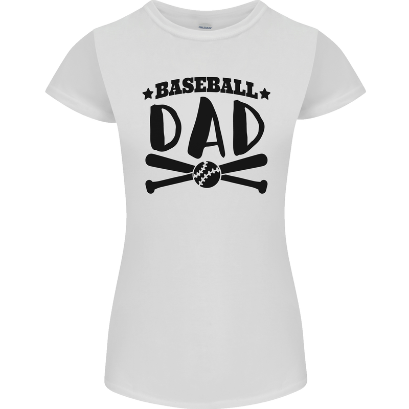 Fathers Day Baseball Dad Funny Womens Petite Cut T-Shirt White