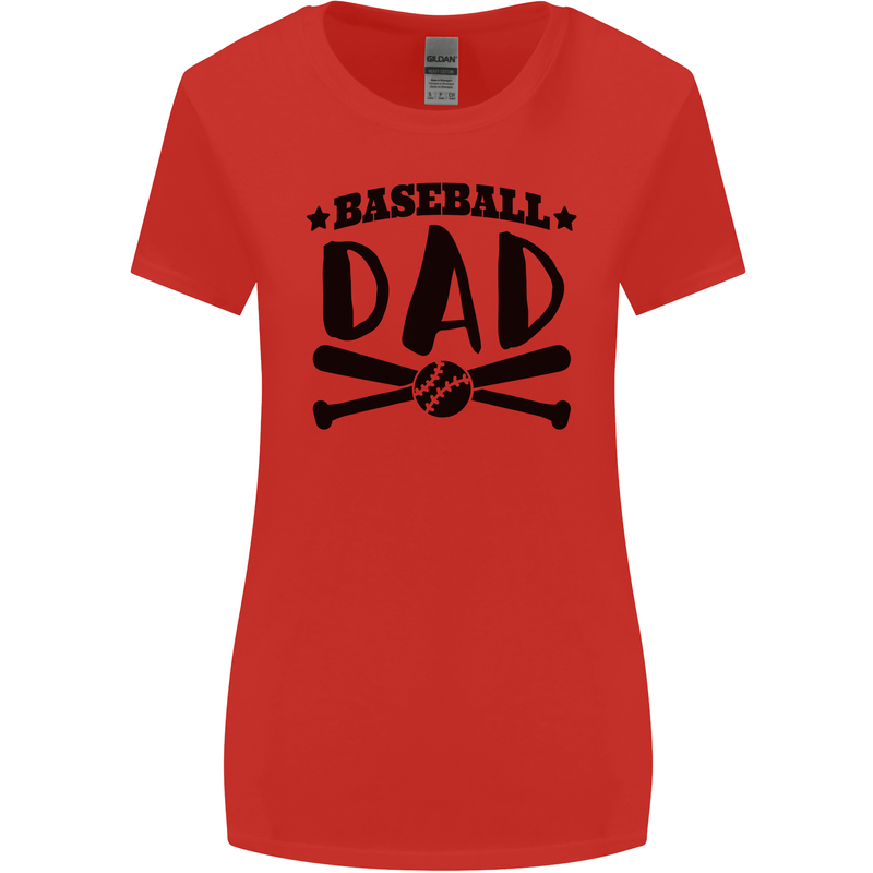 Fathers Day Baseball Dad Funny Womens Wider Cut T-Shirt Red