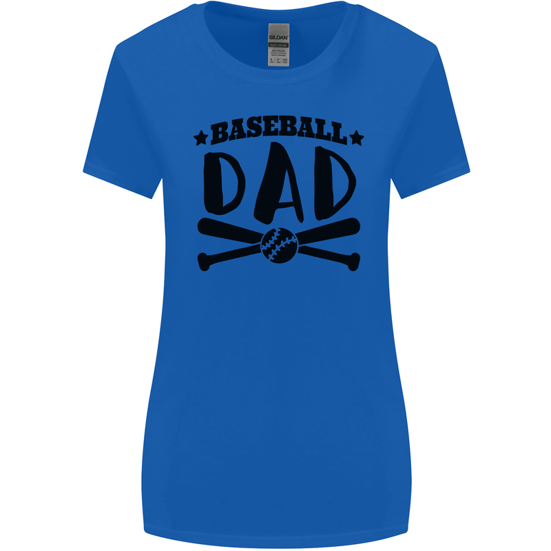 Fathers Day Baseball Dad Funny Womens Wider Cut T-Shirt Royal Blue