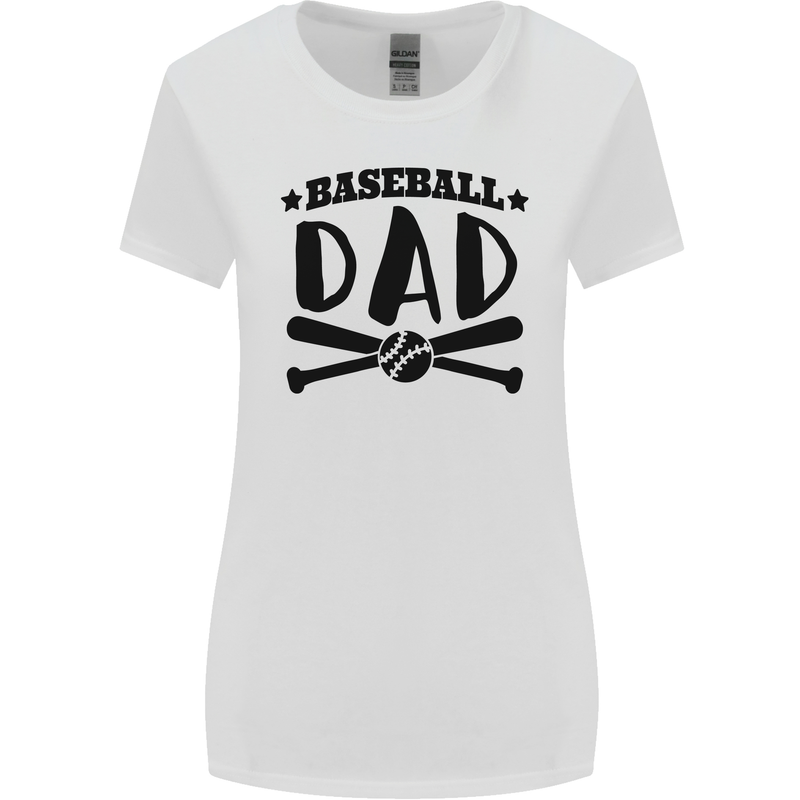 Fathers Day Baseball Dad Funny Womens Wider Cut T-Shirt White