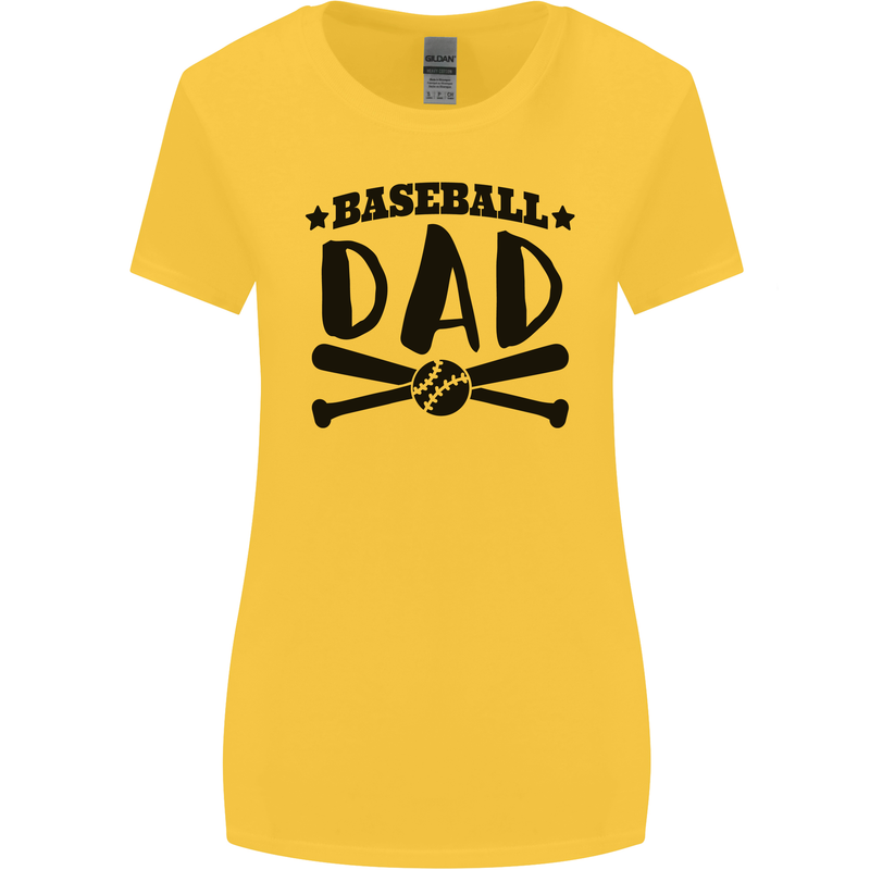 Fathers Day Baseball Dad Funny Womens Wider Cut T-Shirt Yellow