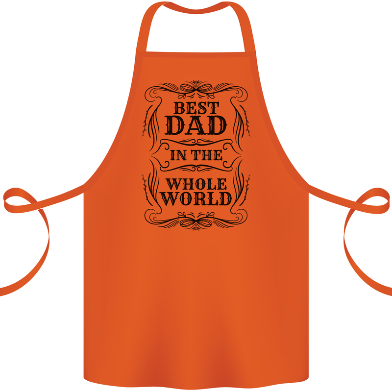Fathers Day Best Dad in the Word Cotton Apron 100% Organic Orange