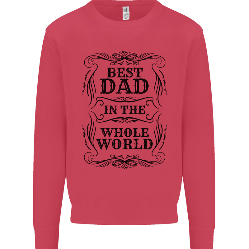 Fathers Day Best Dad in the Word Kids Sweatshirt Jumper Heliconia