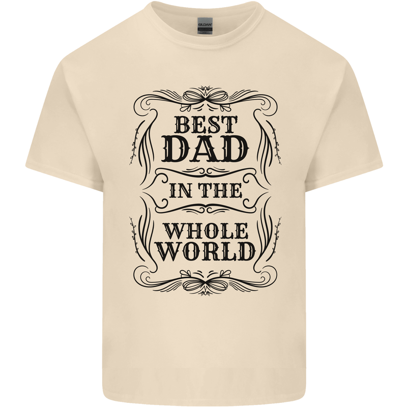 Fathers Day Best Dad in the Word Mens Cotton T-Shirt Tee Top Natural
