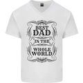 Fathers Day Best Dad in the Word Mens V-Neck Cotton T-Shirt White