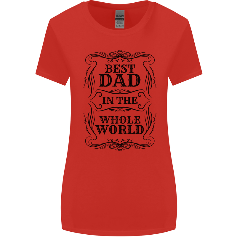 Fathers Day Best Dad in the Word Womens Wider Cut T-Shirt Red