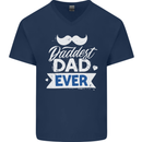 Fathers Day Daddest Dad Ever Mens V-Neck Cotton T-Shirt Navy Blue