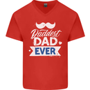 Fathers Day Daddest Dad Ever Mens V-Neck Cotton T-Shirt Red
