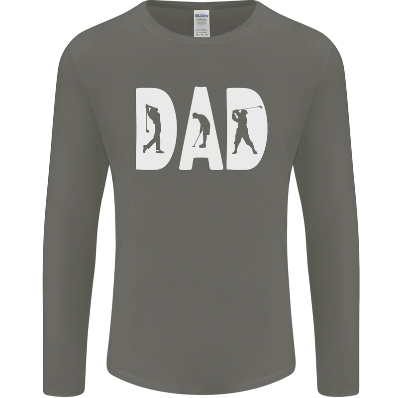 Fathers Day Golf Dad Golfer Golfing Mens Long Sleeve T-Shirt Charcoal