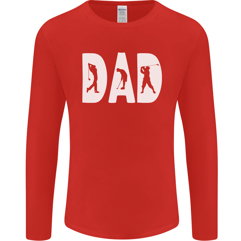 Fathers Day Golf Dad Golfer Golfing Mens Long Sleeve T-Shirt Red