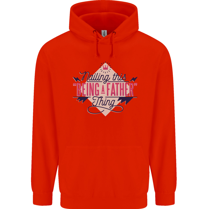 Fathers Day Nailing This Being a Father Dad Mens 80% Cotton Hoodie Bright Red