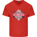 Fathers Day Nailing This Being a Father Dad Mens V-Neck Cotton T-Shirt Red