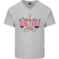 Fathers Day Nailing This Being a Father Dad Mens V-Neck Cotton T-Shirt Sports Grey
