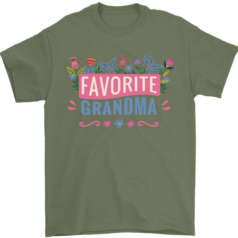 Favourite Grandma Grandparents Day Mens T-Shirt 100% Cotton Military Green